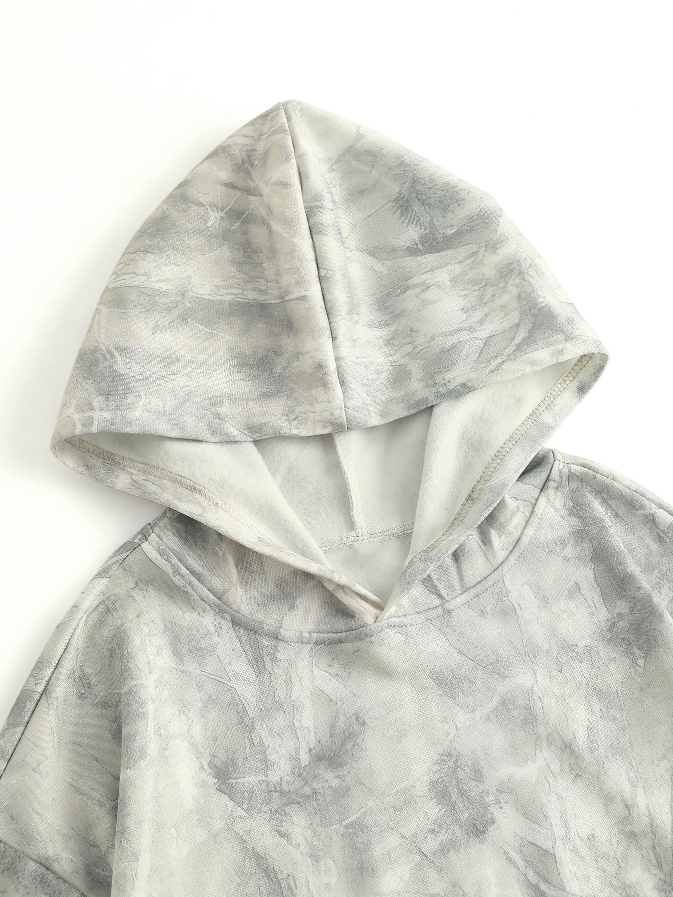 Women's Camo Hoodie Sweatshirt, Casual Everyday Oversized Loose-Fit Long Sleeve Pullover Piece, All-Over Print Design, Perfect for Spring & Fall, Womenswear Tops