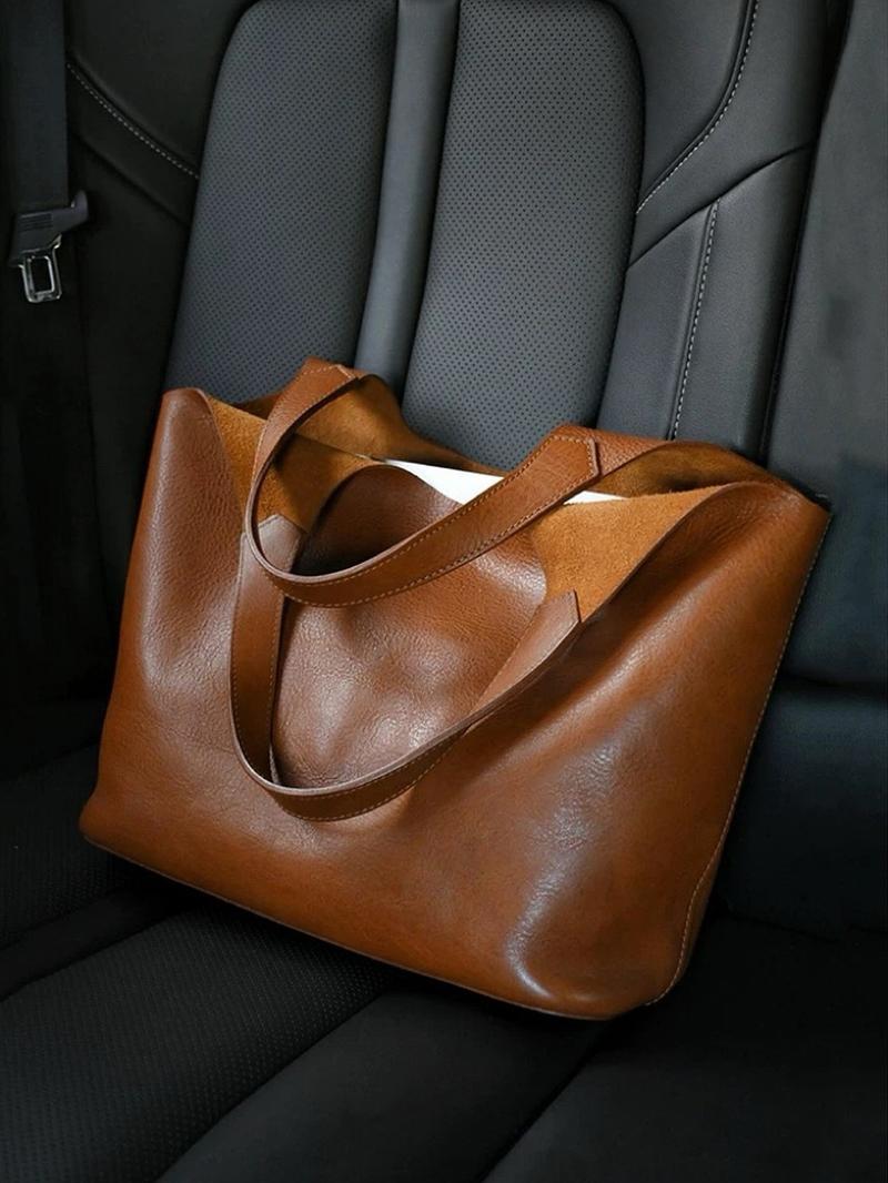 Personality  lazy niche  fashion, simple  casual  versatile one-shoulder handbag, retro and light daily commuter bag, light luxury and versatile texture suitable for office workers' daily travel, shopping and so on, Pu Tote Satchel