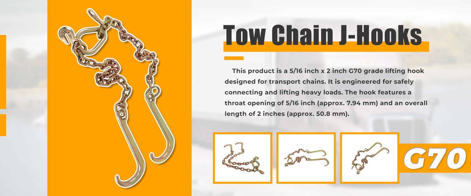Findmall 5/16" X 2' G70 Tow Chain J-Hooks V-Chain Flatbed Truck Rollback Wrecker Carrier