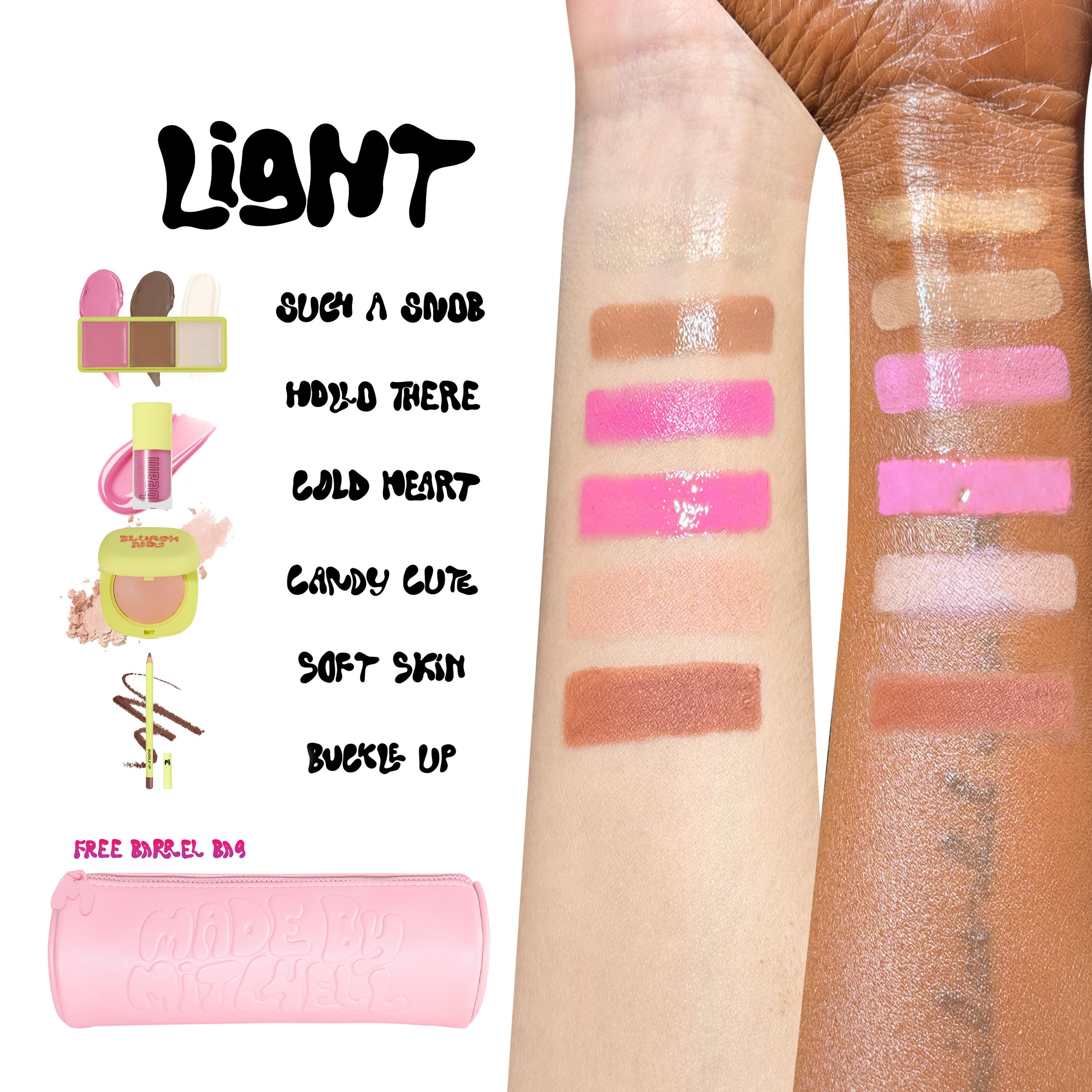 Mitchell Curve Capsule 5-Piece Face & Lip Set, Limited Edition Blush, Lip Gloss, Lip & Brush Makeup Bundle, Perfect Gift for Her