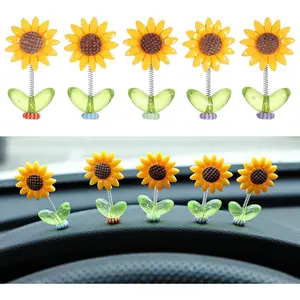 Sunflowers Car Dashboard Decorations Bobblehead Sunflowers Cars Ornament Cozy Hoome Cozy Home Sunflower Car Decor for Women Sunflower Gifts for Cute Cars Interior Desk Ornaments Gifts