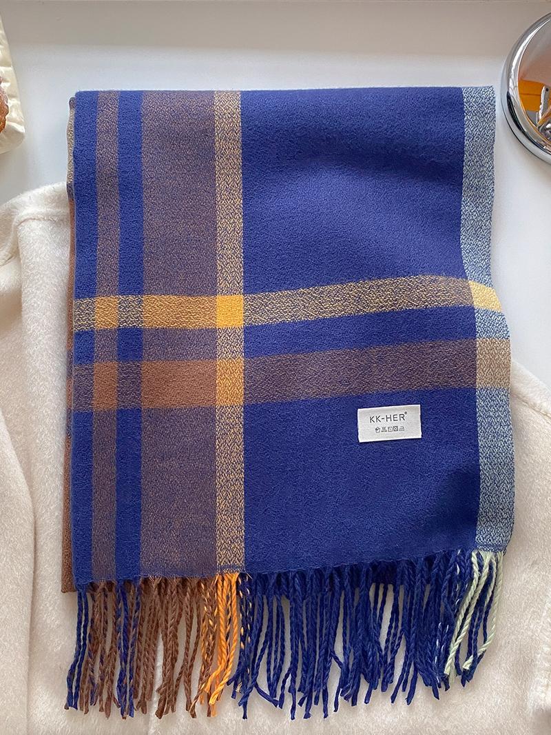 Elegant Plaid Scarf for Autumn & Winter, Soft Warm Shawl for Men & Women, Casual Fashion Accessory, Fitted Style, Fluffy Soft Scarf