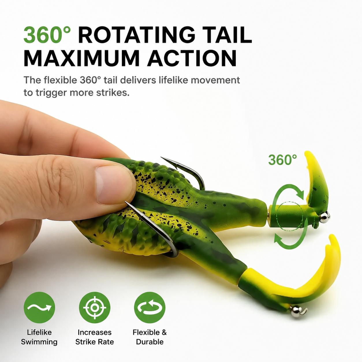 2026 Premium Topwater Frog Fishing Lure – Silicone Floating Bass Bait with Dual Propeller Legs, Lead-Free Construction, Realistic Multi-Jointed Design, 3.5 Inches / 13 Grams, Ideal for Freshwater Bass and Snakehead Angling in Weedy or Lily Pad Habitats