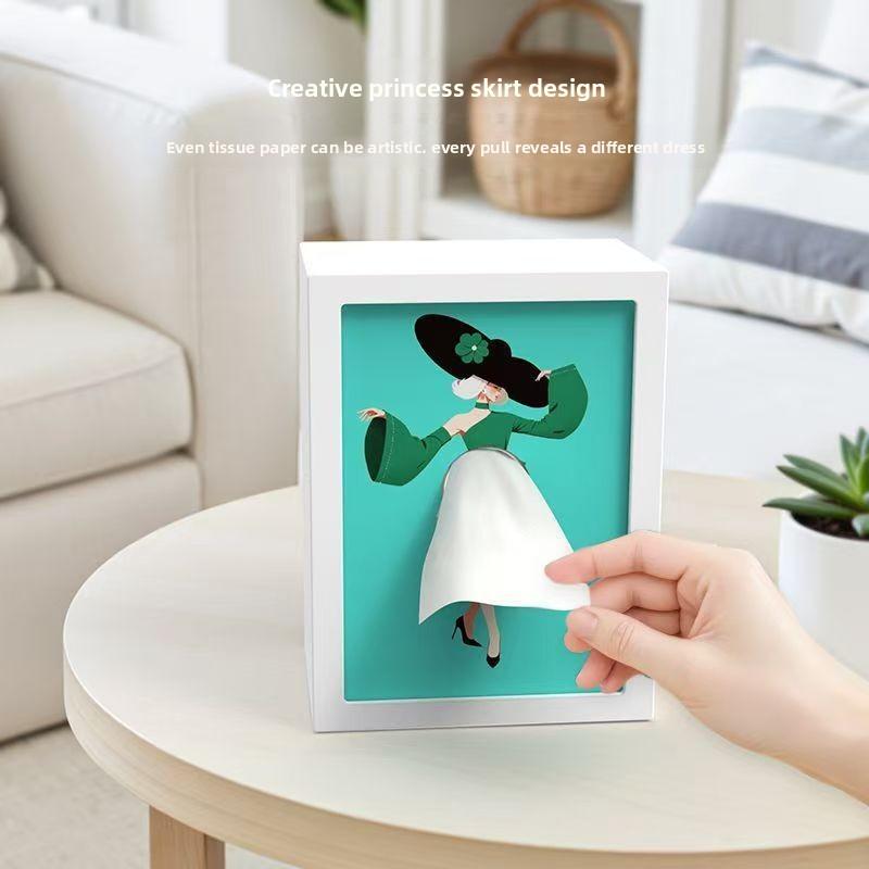 Creative Skirt-Shaped Tissue Holder with Interchangeable Patterned Lid Adorably Designed Animal-Themed Decorative Lamp Perfect for Bathrooms, Living Rooms, and Bedrooms