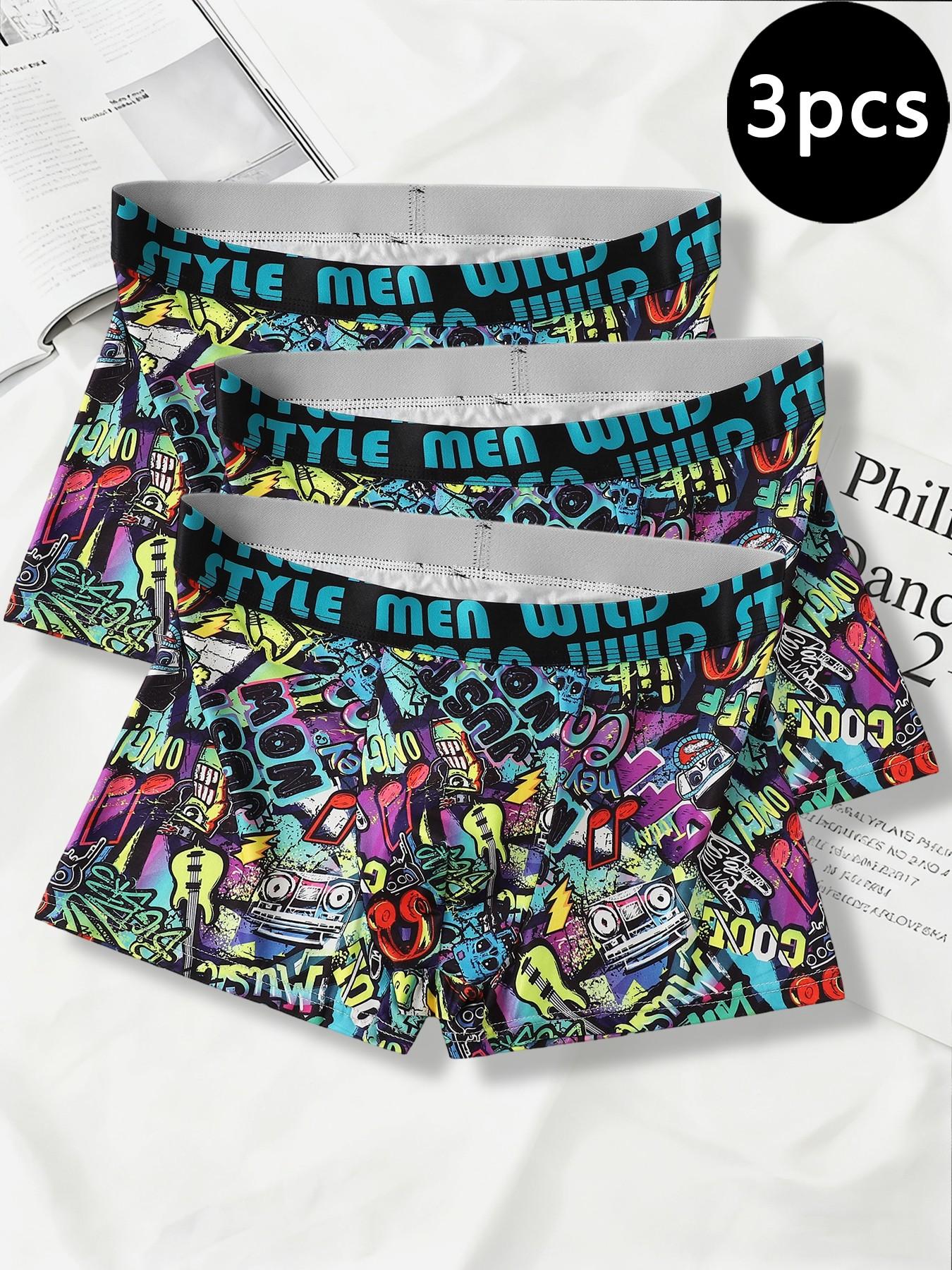 [Pack of 3] Men's Comfortable Boxer Briefs, Trendy Prints + Skin-Friendly Fabric, King of Cost-Effectiveness