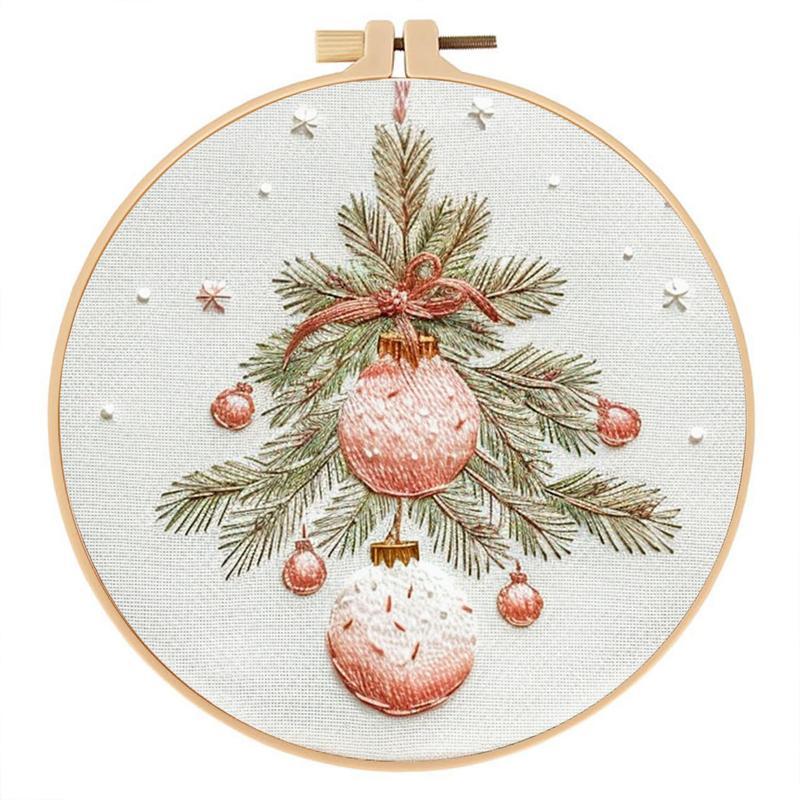 Christmas Holiday Craft Embroidery Kit for Adults - Stainless Steel Needle DIY Cross Stitch Set on Fabric, English Guide Included, Handmade Needlework Decor (Sports & Outdoor Fan Shop Gaming Craft)