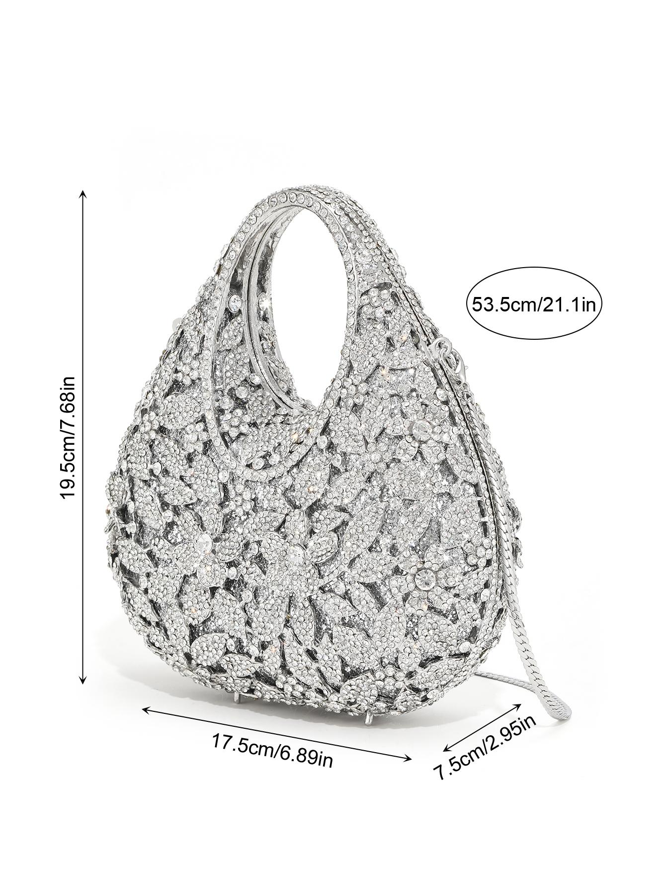 Elegant Crystal Evening Clutch, Handmade Metal Diamond Bag, Perfect for Weddings, Parties, Dinners, Luxurious Sparkling Design