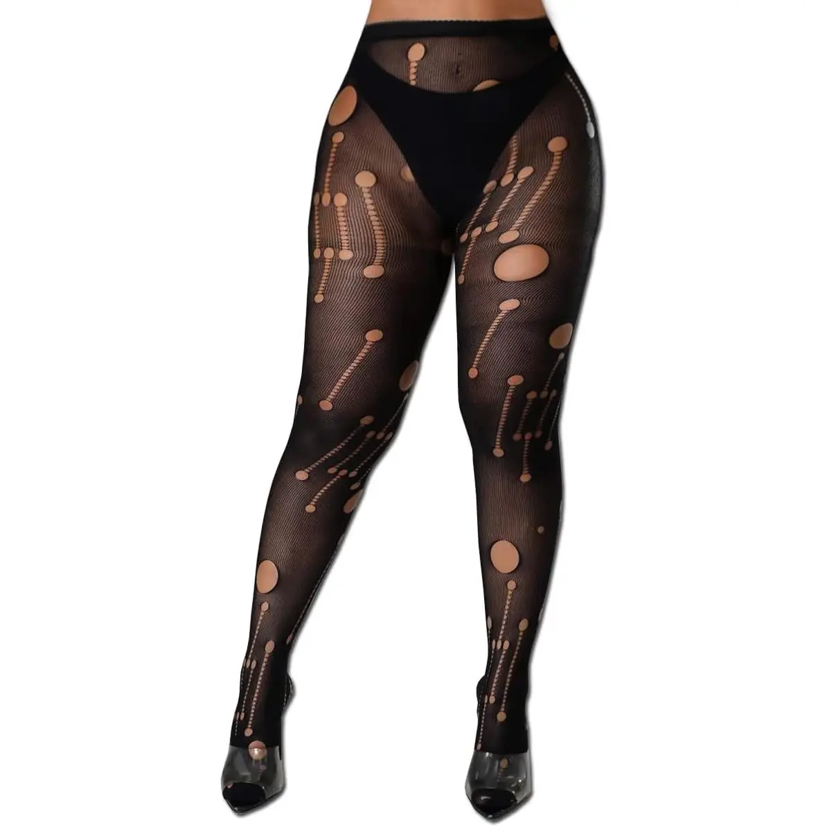 Women's Sexy High Waist Fishnet Pantyhose Stockings Patterned Tights for Halloween Cosplay Costume One SizeGift