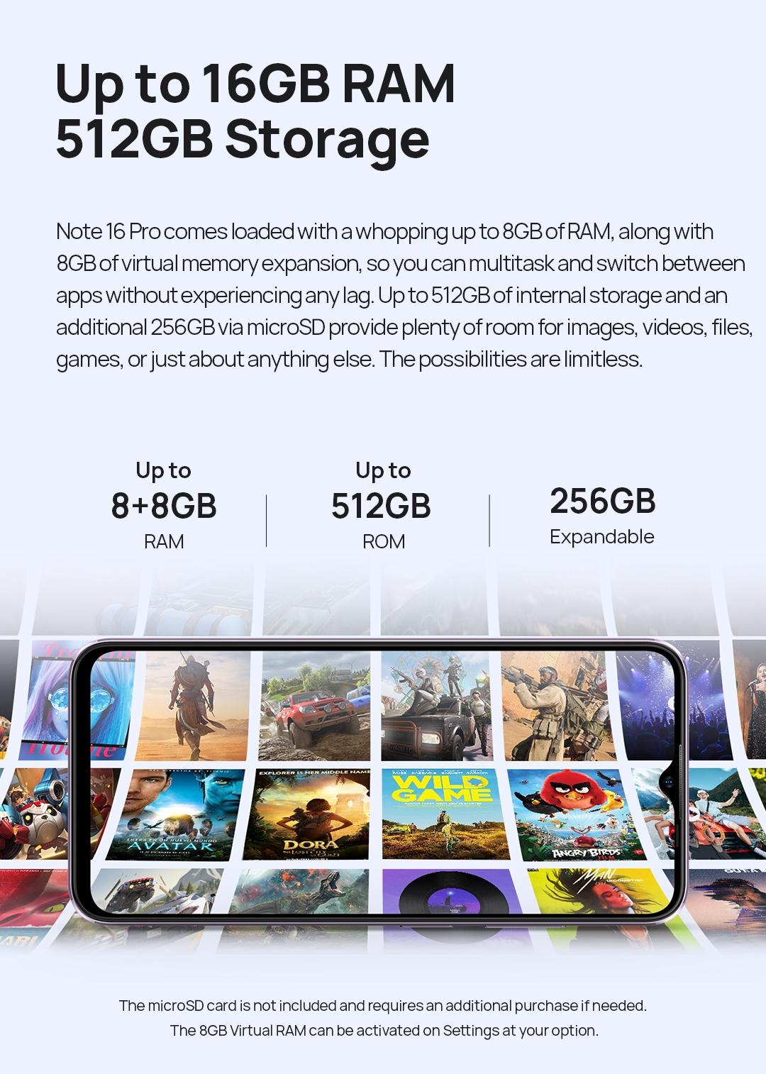 Ulefone Note 16 Pro, Unlocked Cell Phone, Android 13, Octa-core 16GB + 512GB, 6.52" Screen Phones Unlocked, 50MP Dual Camera, 4400mAh Battery, Dual 4G, Fingerprint Unlock, OTG Ulefone Note 16 Pro, Unlocked Cell Phone, Android 13, Octa-core 16GB + 512GB, 6.52" Screen Phones Unlocked, 50MP Dual Camera, 4400mAh Battery, Dual 4G, Fingerprint Unlock, OTG