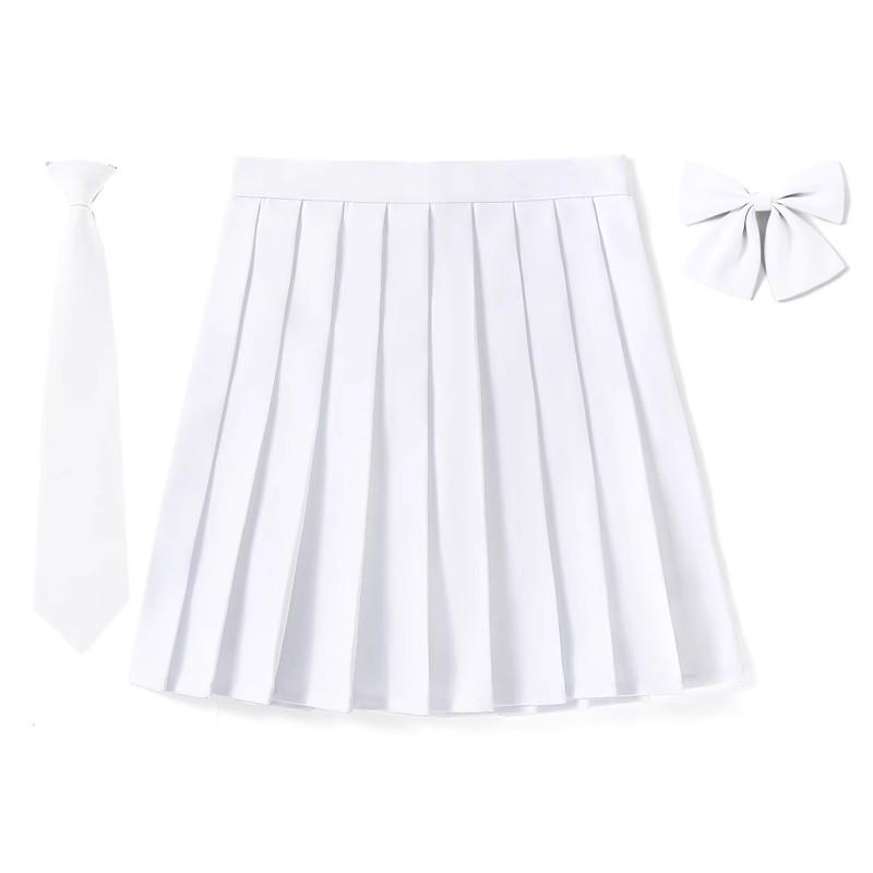 2025 Preppy Style Pleated Skirt Woman High Waist A-Line School Skater Mini Skirt Girl JK Uniform Skirt With Match Necktie Bowtie