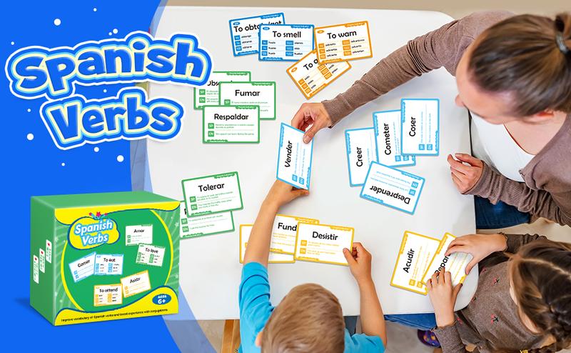 280 Spanish Vocabulary Flashcards,Learn Spanish for Adults and Kids Beginners,quilinz,Spanish Verbs Conjugation&Phrases&Sight Words for Everyday Conversation,Bilingual Language Learning Flash Cards