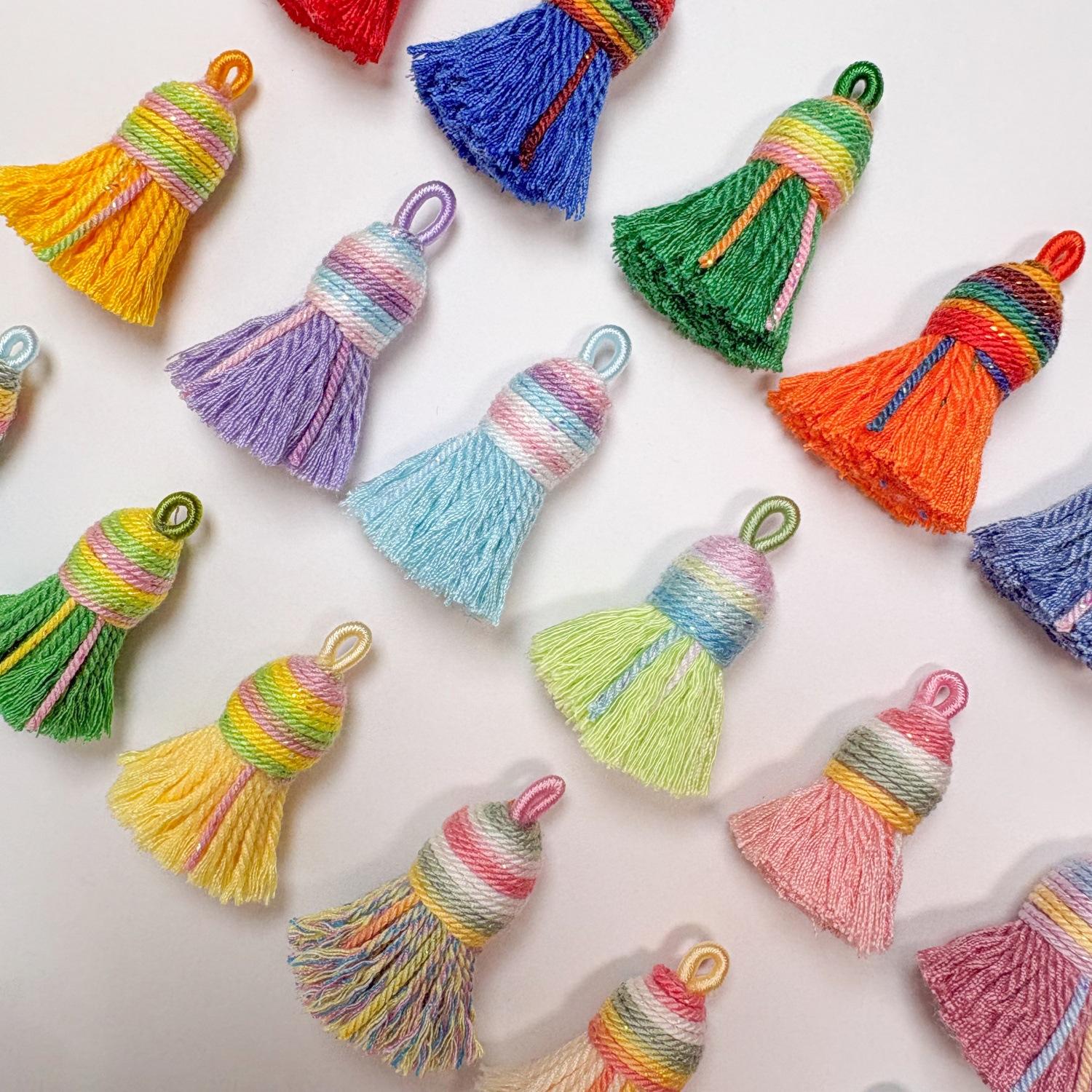 Starry Sky Gradient Tibetan Style Cotton Thread Tassel Pendant/Accessory/Bracelet DIY Semi-finished Jewelry Making Accessories Charms