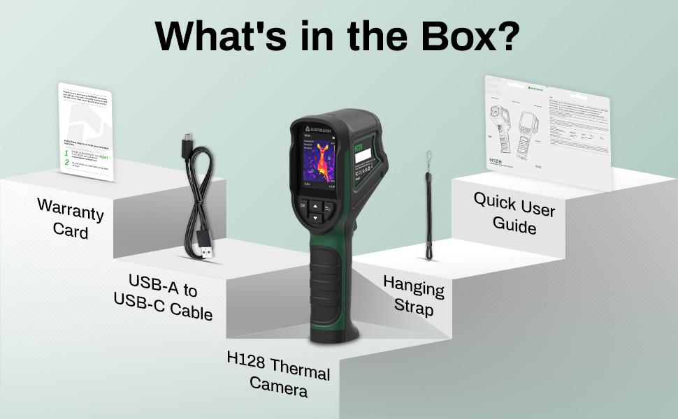 Handheld Thermal Camera AMPBANK H128, 240 x 240 TISR Resolution, 15h Battery Life Thermal Imaging Camera, 25 Hz Infrared Camera with Temperature Alarm Handheld Thermal Camera AMPBANK H128, 240 x 240 TISR Resolution, 15h Battery Life Thermal Imaging Camera, 25 Hz Infrared Camera with Temperature Alarm