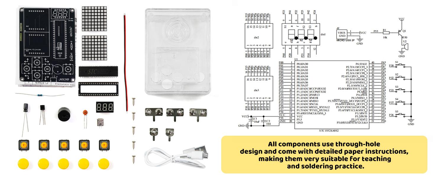 DIY Electronic Soldering Kit, Multi-Function 7-in-1 Hands-On Electronics STEM Kit, Soldering Practice for Students