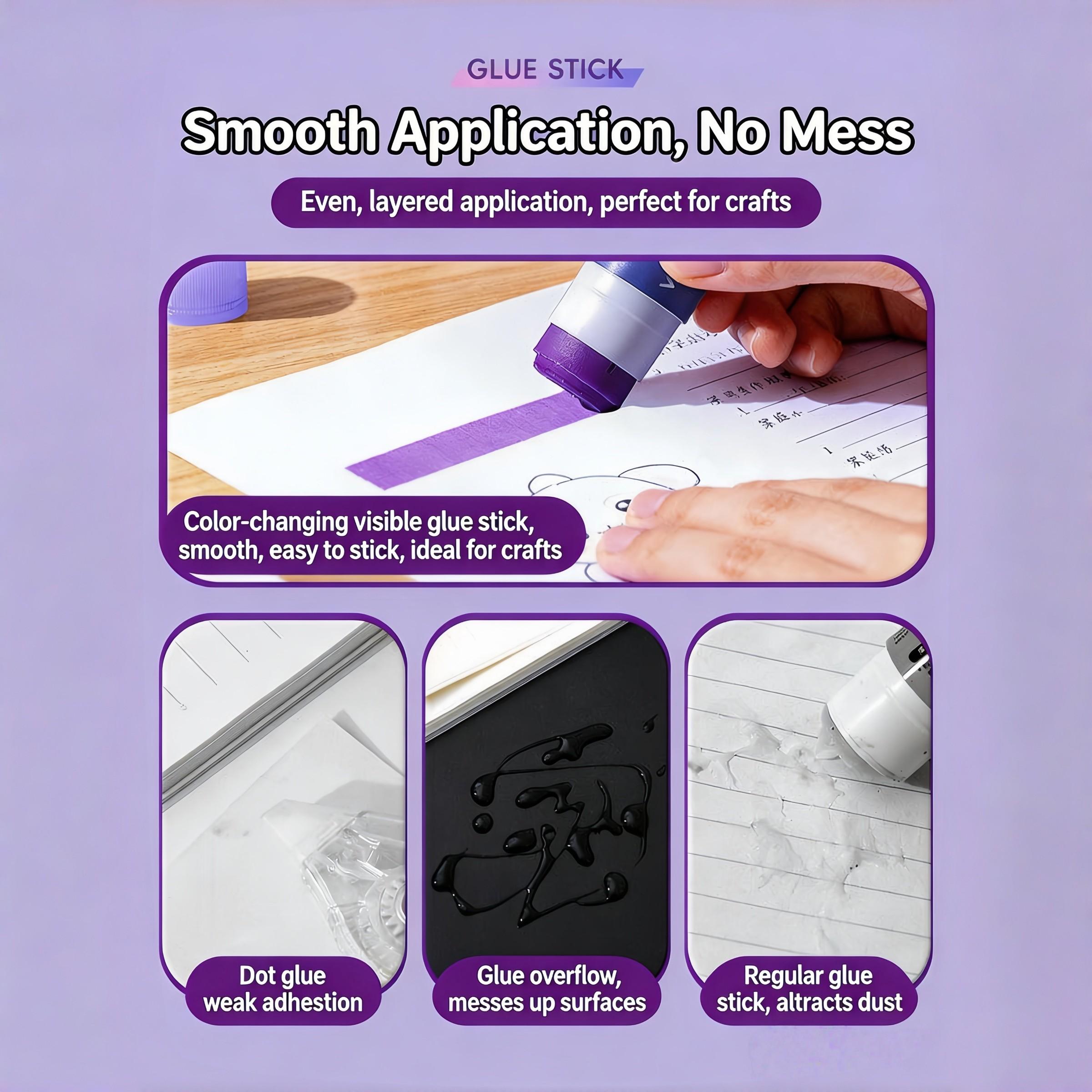 Color-Changing Pvp Glue Stick, High Adhesive Craft Glue, Ideal for Stationery, Back-To-School, Handmade Sticking, DIY Projects