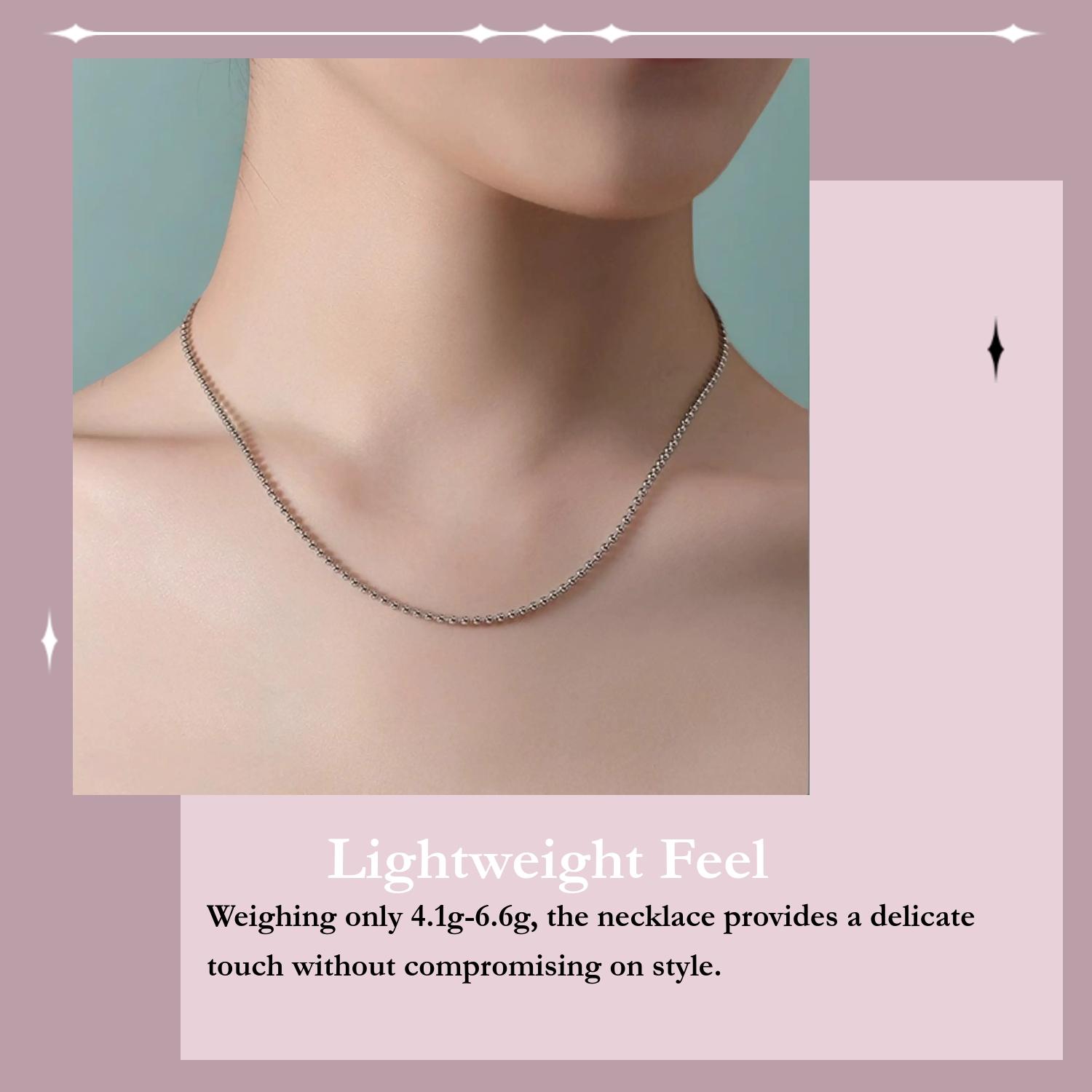 925 Sterling Silver Round Bead Design Necklace, Fashion Jewelry for Party, Daily Clothing Decor, Trendy All-match & Exquisite Jewelry for Birthday Gift, Gifts for Girlfriend, Dainty Necklace, Daily Wear Necklace