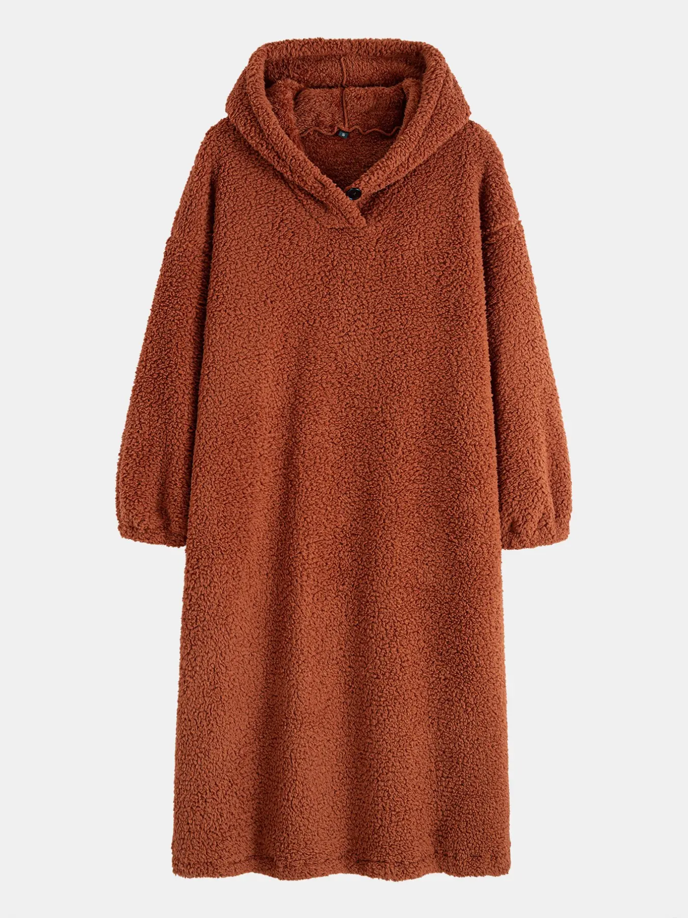 Solid Hooded Plush Bathrobe for Men, Warm Long-Sleeve Fleece Night Robe, Cozy Loungewear Sleepwear, Ideal for Home Relax, Spa & Winter Daily Wear, Fluffy Robe