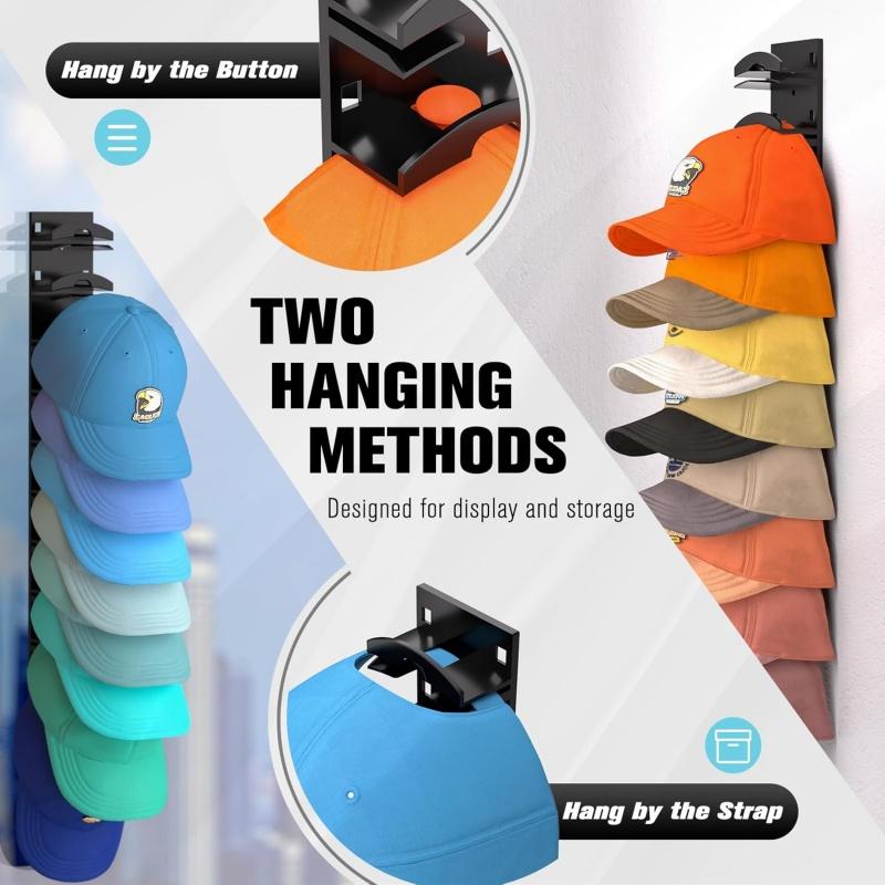 Multi-Layer Baseball Cap Wall Mount Storage Rack, Hat Holder Hanger, Wall Mountable, Over-The-Door Organizer for Hats & Accessories, Space-Saving Design for Home Organization