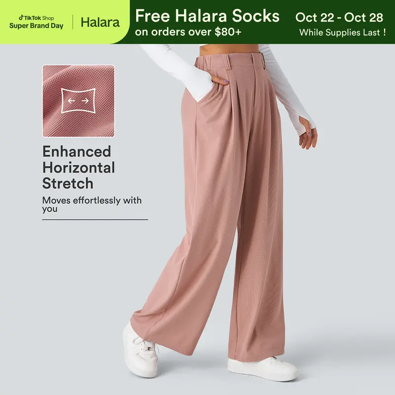 Halara Flex High Waisted Pocket Wide Leg Waffle Work Pants