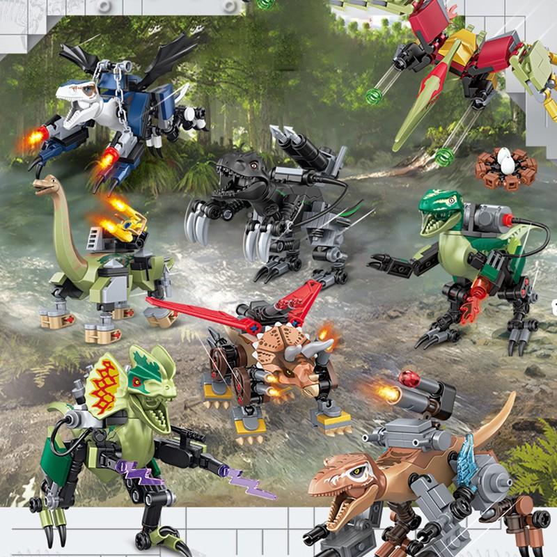 TOOUEE 1 PC Random Mechanical Dinosaur Building Blocks Set, Plastic Constructible Model Kit for Dino Fans & Collectors, Desktop Display Decor, Compatible with Most Major Brands, Great Gift for Birthday Christmas Halloween