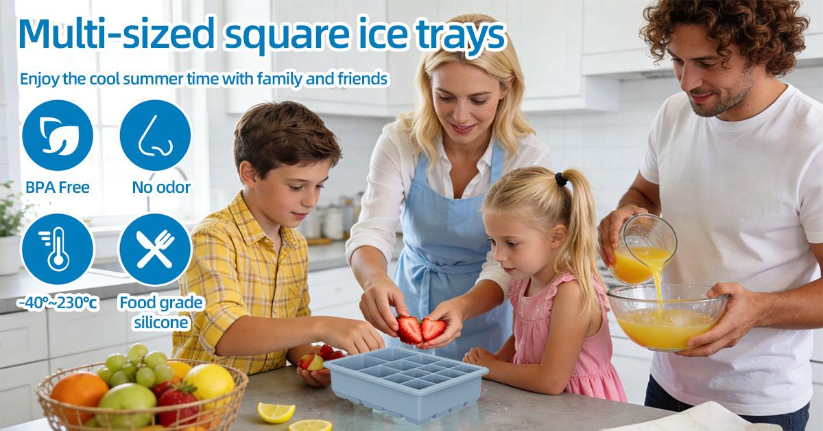 13-Compartment Ice Cube Tray with Lid, Silicone Mold, Reusable Freezer Box, Easy Release, DIY Whiskey Drink Ice Cubes