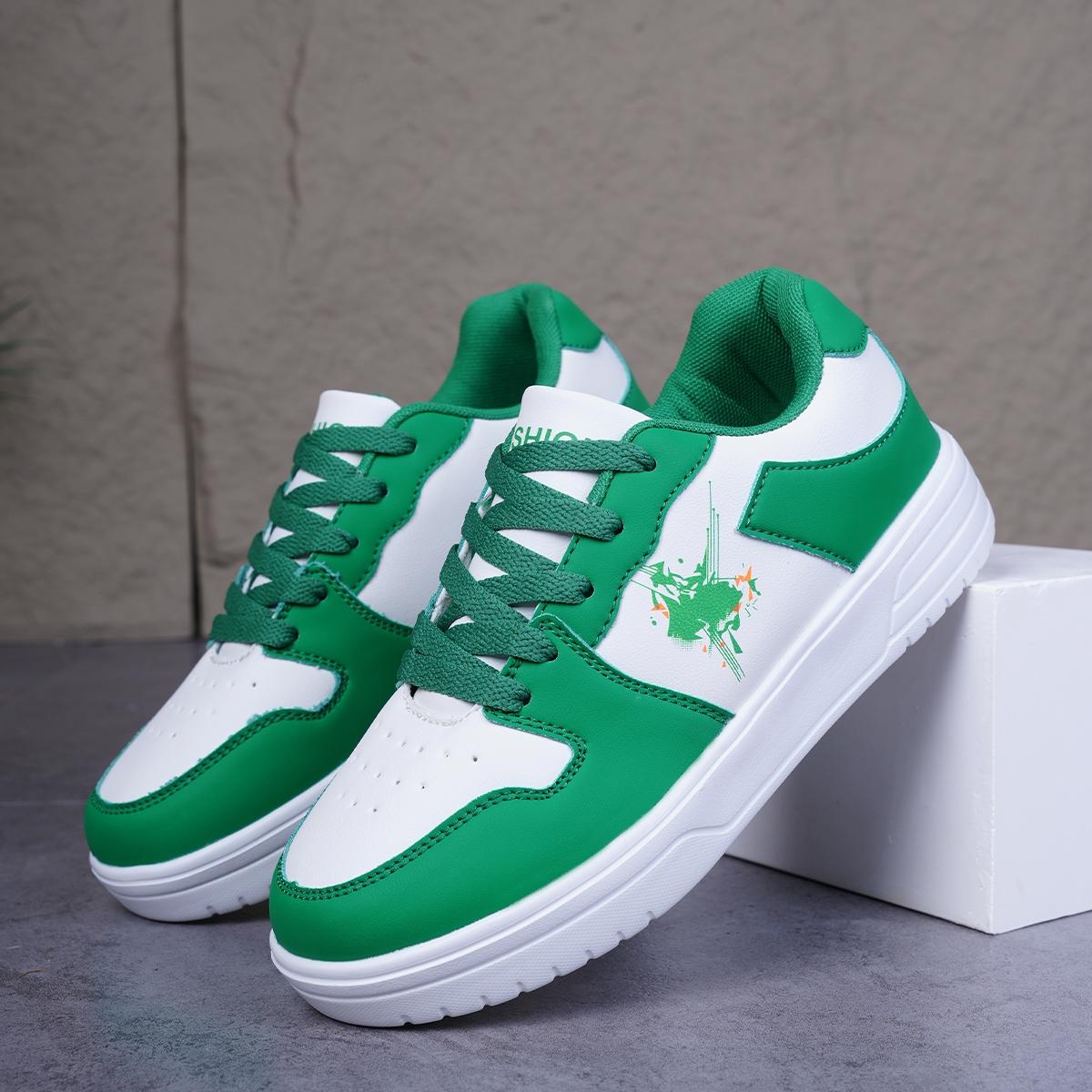 Colorblock Fashion Board Shoes for Women, Daily Commute Versatile Casual Sneakers, All Seasons PU Leather Eva Sole