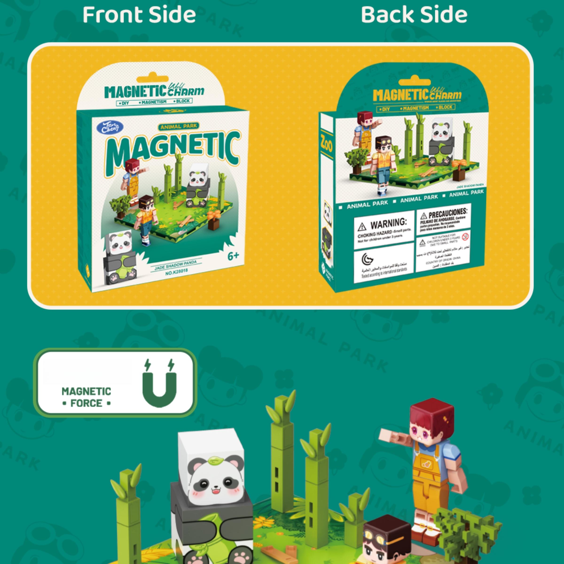 Magnetic Building Blocks My World Animal Park Panda, DIY Puzzle Toy, Educational Model Kit, Minecraft Game Accessory, Kids Gift