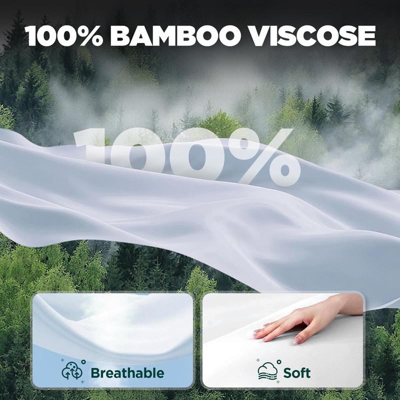 Emircey 3 Piece Bamboo Sheets Set (1 Fitted Sheet + 2 Pillowcases) – Soft, Breathable, Cooling Bedding for Home, and Dorm, Gifts for Him or Her, Black Friday