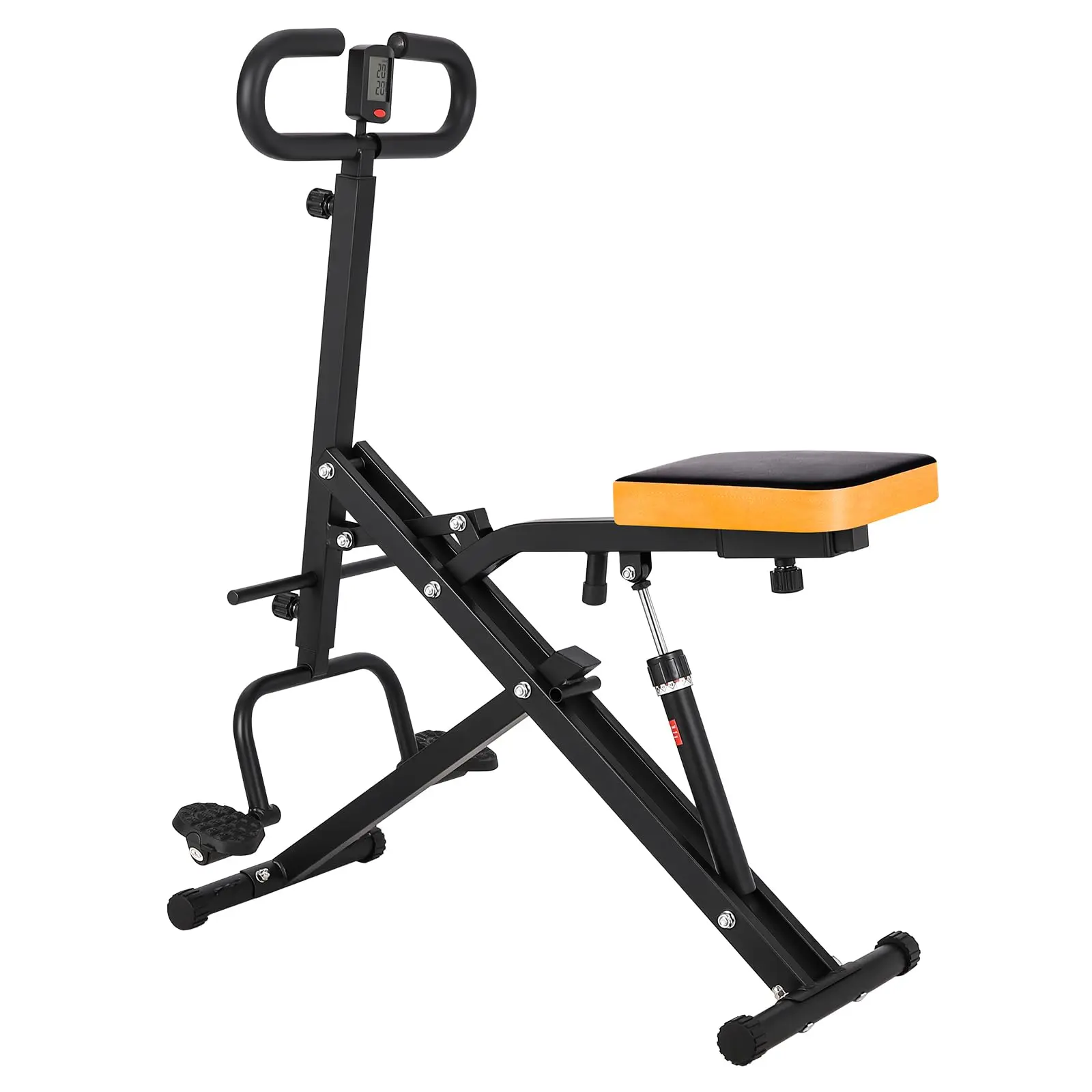 Garvee Klappbarer Squat Trainer 12 Stufen 350 Lbs Bein Po-Training für Zuhause 12-Stufiger Hydraulischer Widerstand in 10 Sek. Faltbar Gelenkschonend Inkl. 2 Widerstandsbänder,Schwarz