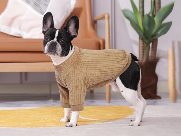 Kuoser Soft Warm Pup Dogs Shirt Winter Puppy Sweater for Dogs Stylish Fashionable Cozy Plush Pink Dog Sweatshirt for Bulldog Shiba Inu French Bulldog Warmth