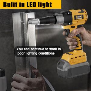 Cordless Electric Pop Rivet Gun Compatible with Dewalt 20V Battery (NO Battery!!), 3 Size (1/8", 5/32", 3/16") Aluminum Rivets, with Kit Nose Piece Hardware Tools