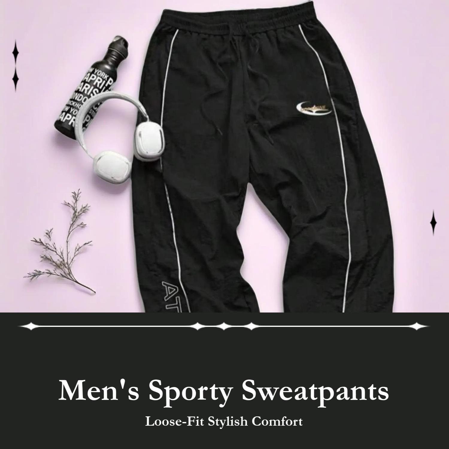 Men's Casual Sporty Long Pants, Loose Fit Drawstring Cuff, Fashionable Print, Lightweight Fabric, Perfect for Daily Wear Men's Casual Sporty Long Pants, Loose Fit Drawstring Cuff, Fashionable Print, Lightweight Fabric, Perfect for Daily Wear