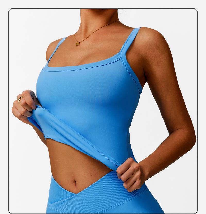 2025 Summer Women's Yoga Tank Top - Racerback Sleeveless Workout Shirt with Built-in Bra | 4-Way Stretch, Quick Dry & Breathable for Hot Yoga, Gym | TikTok Viral Fitness Apparel
