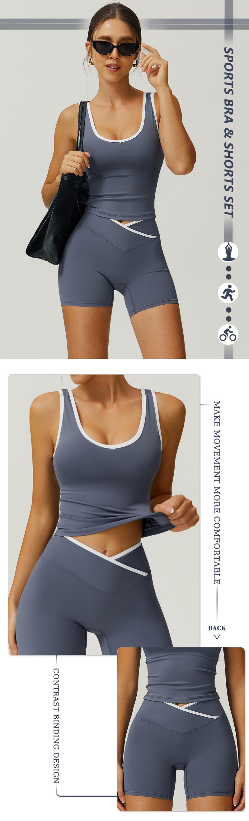 TimeOFF Color-Blocked Halter Crop Tube Top & Mid-Rise Shorts Set, Deep V-Back Cutout & Contrast Binding, Solves Stylish Support & Flattering Fit Need for Yoga, Fitness Classes & Active Lifestyle Scenarios,comfort sweat set,loungesetwomen,sweatsuits women TimeOFF Color-Blocked Halter Crop Tube Top & Mid-Rise Shorts Set, Deep V-Back Cutout & Contrast Binding, Solves Stylish Support & Flattering Fit Need for Yoga, Fitness Classes & Active Lifestyle Scenarios,comfort sweat set,loungesetwomen,sweatsuits women