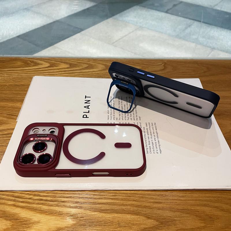 Shockproof Mag Safe Case For iPhone 17 Pro Max 16 15 14 13 12 11 Military Grade Drop Built-in Lens Kickstand Slim Protective Shockproof Transparent with Wireless Charging Phone Case Camera Lens Protector