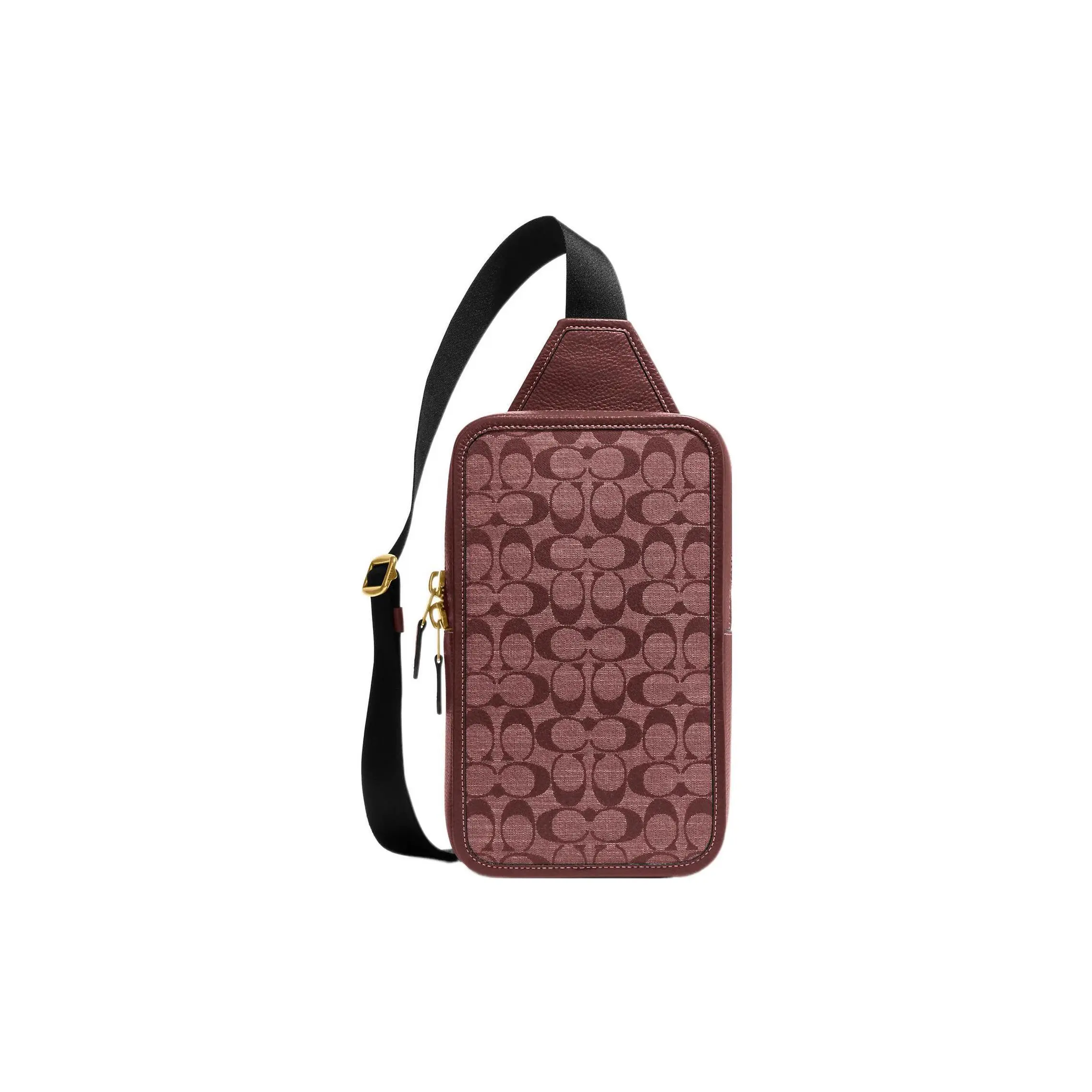 COACH Sullivan 16 Classic Monogram Canvas and Pebbled Leather Backpack — Men’s Small Crossbody/Shoulder Bag in Burgundy