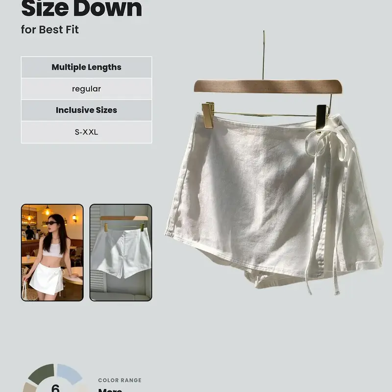 Women's High-Waisted Slim-Fitting Skirted Shorts, Layered Split Design, Versatile Casual Wear, Comfortable Fit, Casual Fashion Shorts