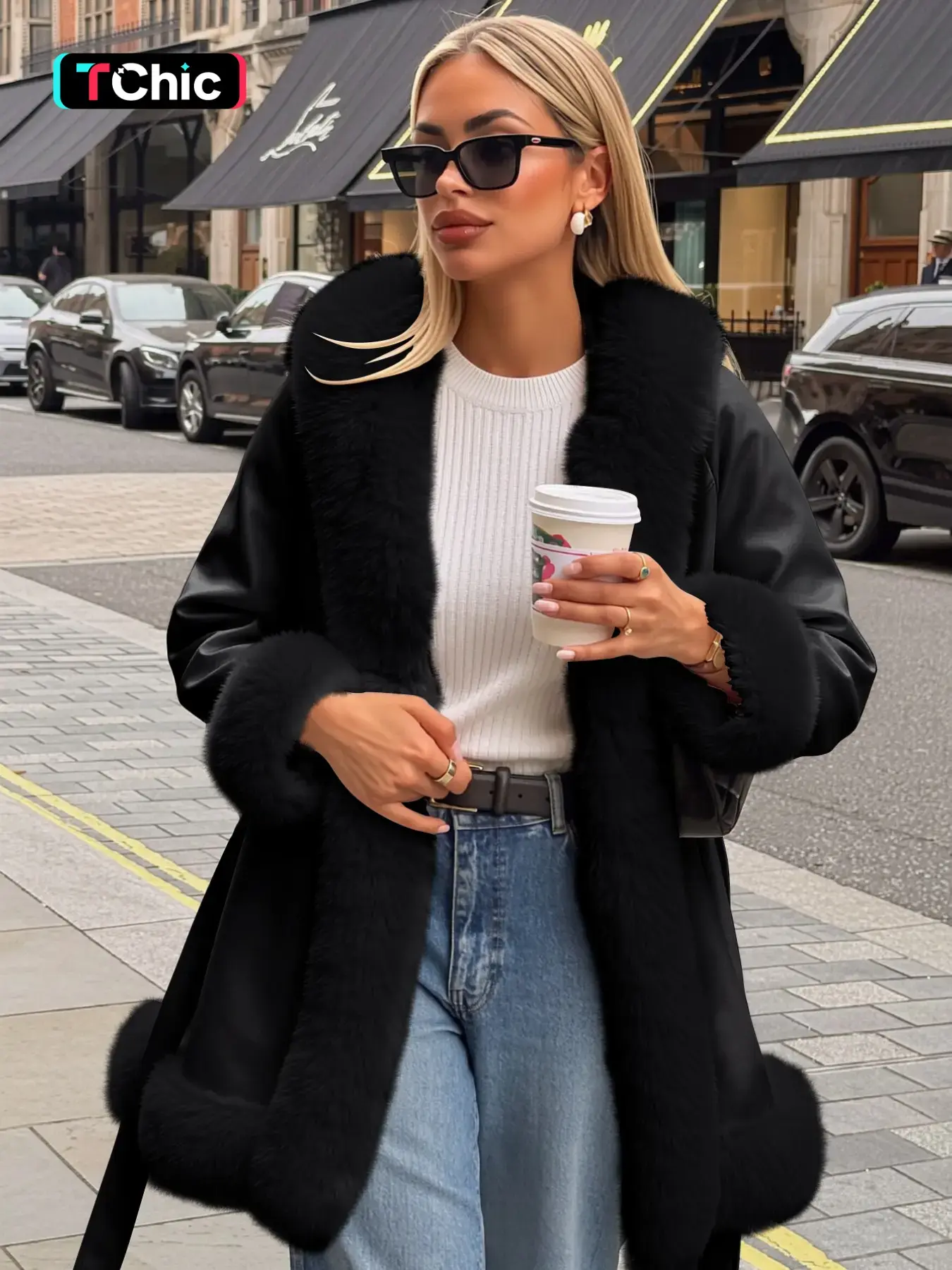 Giolshon Women's Fall & Winter PU Long Jackets, Cold Weather Wear, Warm Basic Casual Hooded Fitted Coats with Detachable Belt and Faux Fur, Everyday Stylish Aesthetic Outerwear Womenswear