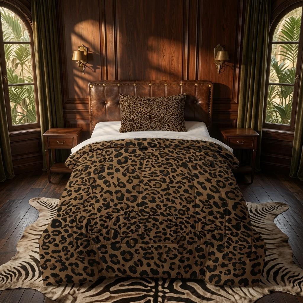 2/3 Pieces Leopard Print Comforter Set (1 Comforter + 2 Pillowcases, No Pillow Inserts), Comfy Bedding Set, Classic Retro Animal Leopard Pattern, Soft Skin-Friendly Fabric Bedding Sets, Home Decor for Women Bedroom, Premium Holiday Gift Option