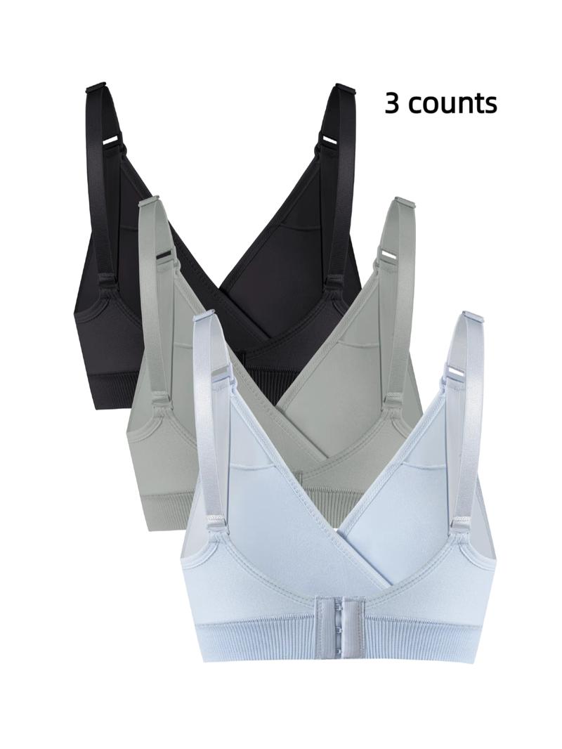Women's Solid Adjustable Strap Buckle Front Pregnant Maternity Bra, Pregnancy Maternity Bra, Maternity Clothes, Comfortable Breathable Wrap Nursing Bra, Maternity Lingerie for All Seasons