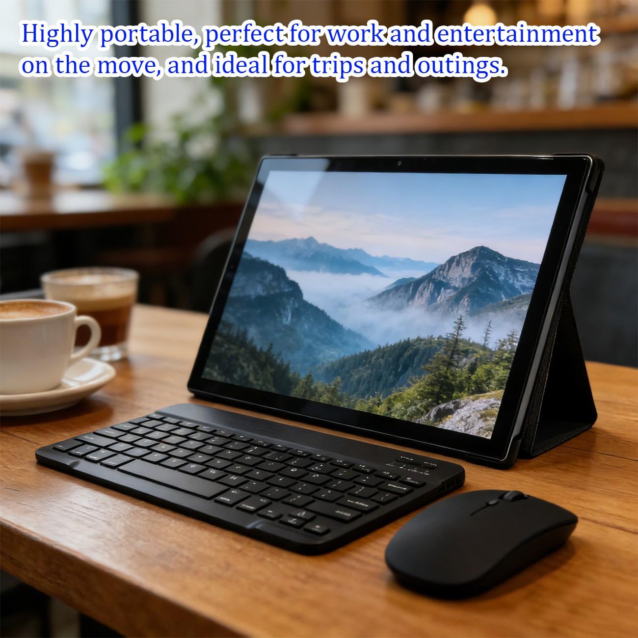 Spring New 10.1-Inch Adult Tablet Bundle | 2-in-1 Laptop / Gaming Tablet | 5G WiFi HD Screen Dual Camera | Shockproof Case + Free Headphone Mouse Keyboard | Office & Learning Tablet | Educational & Entertainment Device | For Men & Women - Blue/Pink