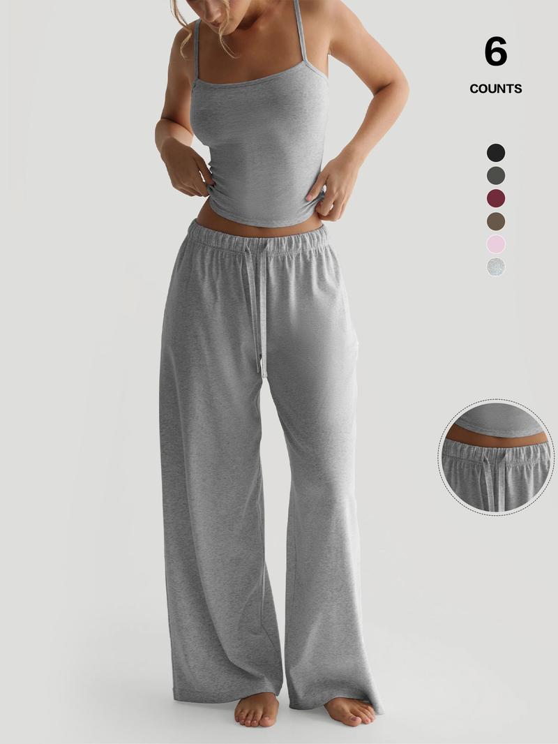 Women's Solid Cami Top & Wide Leg Pants Loungewear, Casual Comfy Pyjama Set for Women, Women's Sleepwear for Summer, Homewear, Pajamas