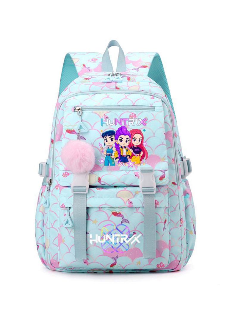 New K-Pop Demon Hunters Print Student Backpack, Fashion Casual Versatile Campus Style, Large Capacity Dual Shoulder Bag for Students, Cute Backpack