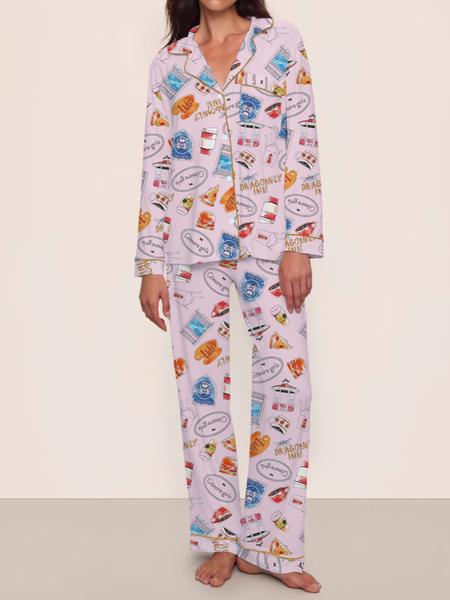 Gilmore Girls Matching Pajamas Set， Women's Cozy Fleece Loungewear, Long Sleeve Top ，Elastic Waist Pants， Cute Stars Hollow Themed Christmas Gift.