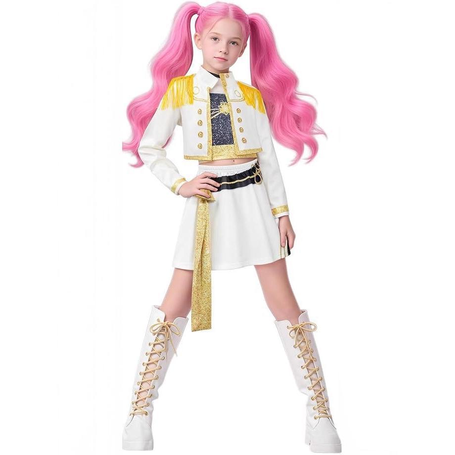 Girls' Viral Halloween Christams Dance Wear Set - Stylish KPop Look Costume with Adorable for Anime Hip Hop Stage Performances, Concerts, Birthdays, Polyester, Adorable Details
