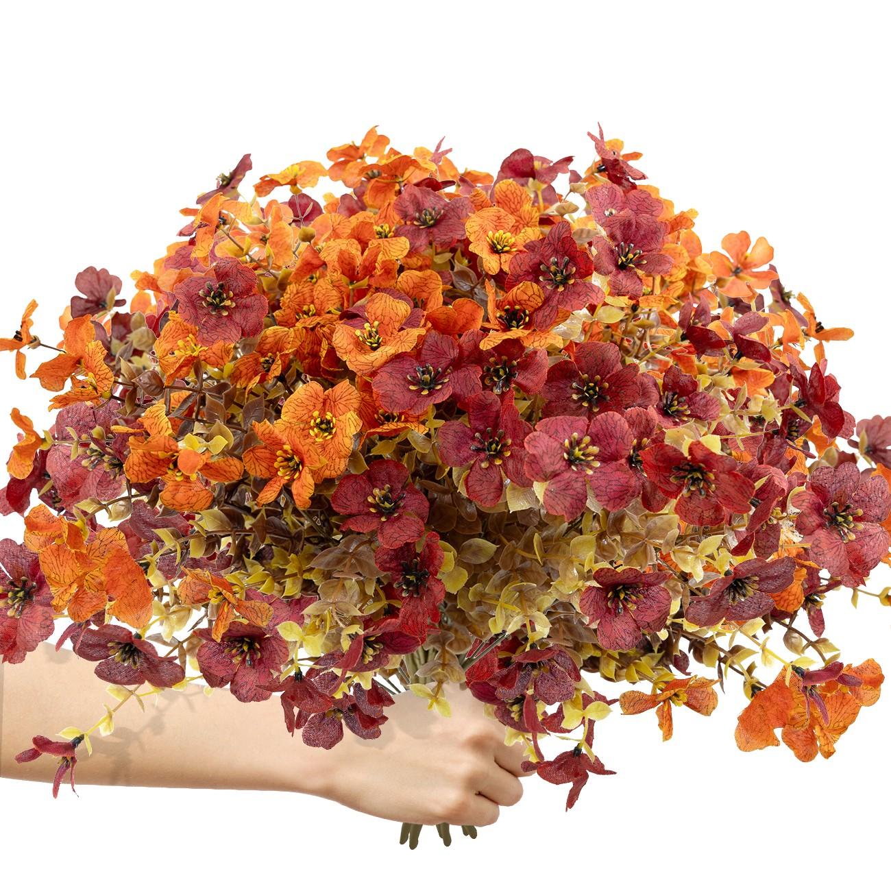 Artificial Flower ( 12/24pcs/set ) ，Mixed Color UV Resistant Fake Flower, Decorative Faux Flower Plant for Home & Garden & Yard，Outdoor Flowers,home decor（without Pot）