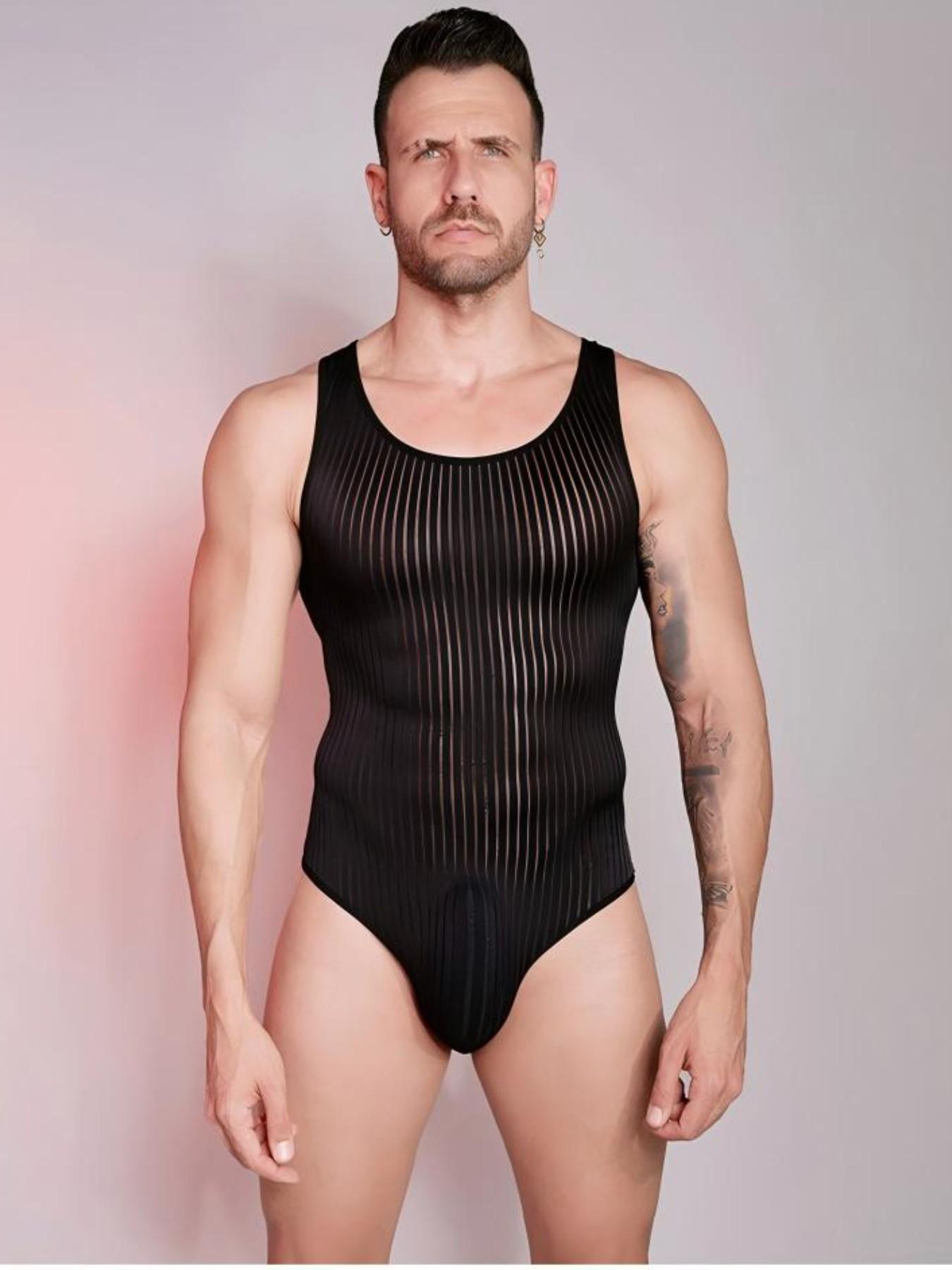 Slimming Sexy Underwear Thin Transparent Tight Fit Invisible High Elastic Vertical Stripes Comfortable One-Piece