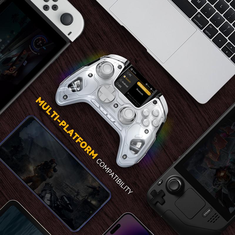 FIEHDUW Wireless Gaming Controller, Esports Controller, Rechargeable Gamepad with RGB Lighting, Remappable Buttons Gamepad for PC/Switch/iOS/Android/Steam Deck #TOP PICKS