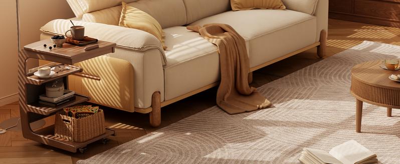 【HOT】Rolling Side Table – Solid Wood Mobile Side Table with Wheels, Adjustable Sofa Table for Living Room, Bedroom, and More, Trending Pick, Influencer Favorite