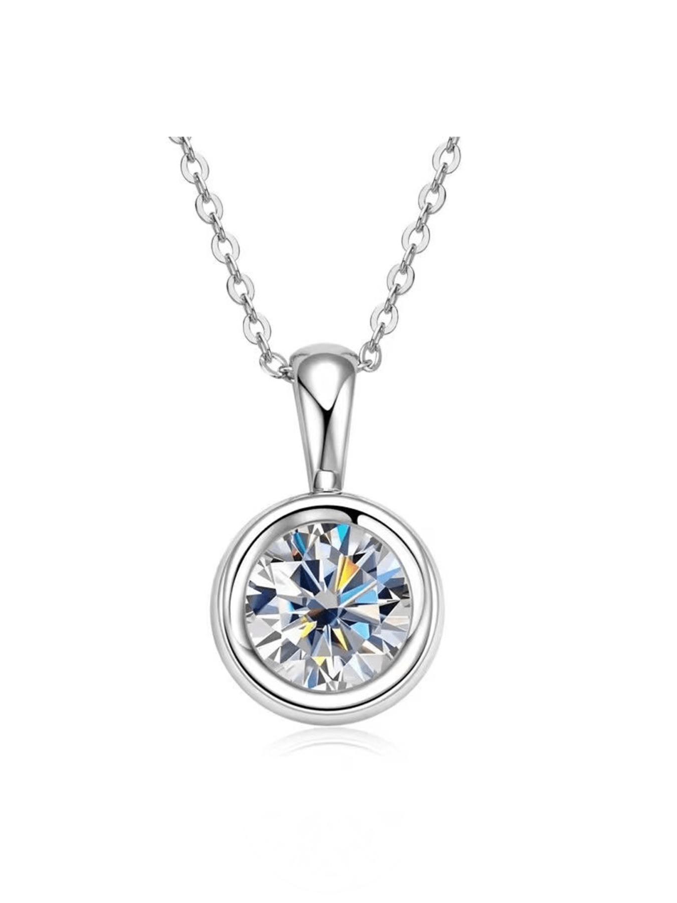 1 Carat Moissanite Pendant Necklace, S925 Silver, Couples Fashion Jewelry, Perfect for Dates, Parties, Gifts for All Occasions